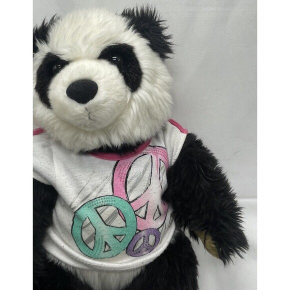 VTG Build A Bear Panda Bear With 3 Peace Sign Tee Shirt Plush Stuffed Animal Toy - Picture 9 of 14